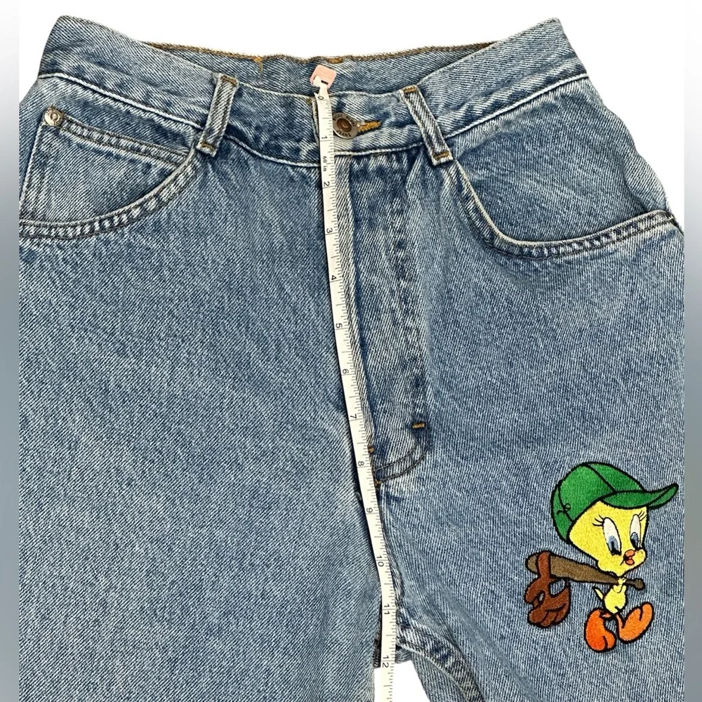 Vintage 90s Looney Tunes Tweety Bird Embroidered Mom Jeans Whooz Blooz 5/6 Y2K - Picture 8 of 12